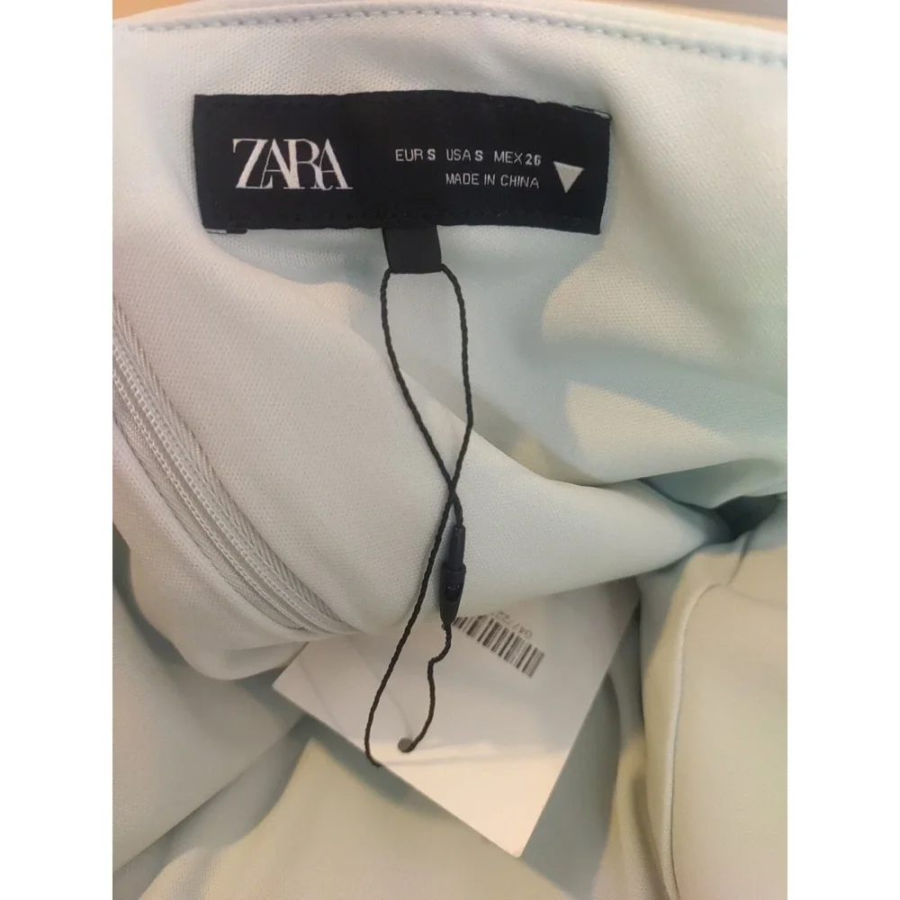 Zara Women‎ Pastel Green Sleeveless Open Side Satin Bows Lined midi Dress Size S